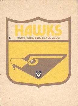 1987 Scanlens VFL #77 Hawthorn Hawks Back